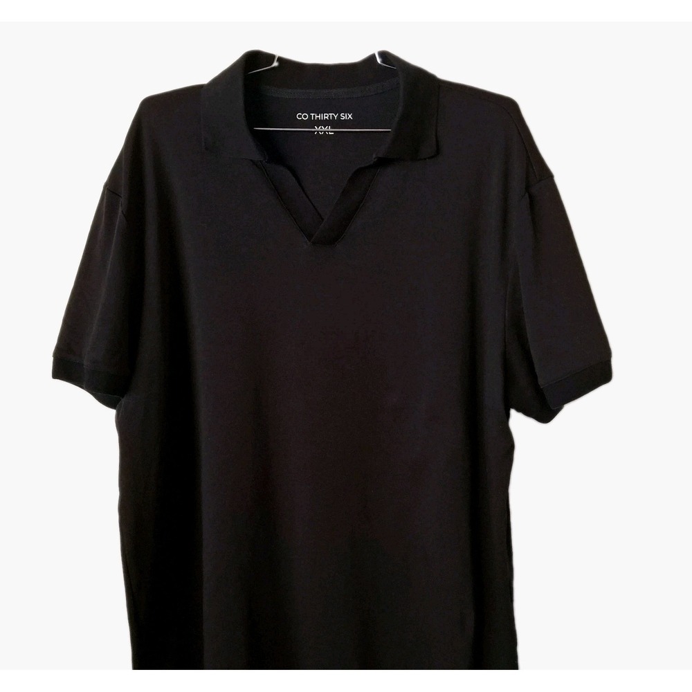 Co Thirty Six Black Polo Shirt Men's Size  2XL Stretch Short Sleeve Casual Polo